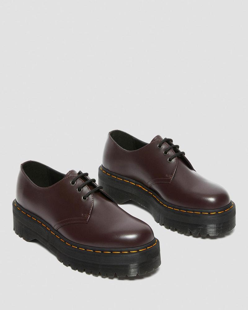 Burgundy Men's Dr Martens 1461 Smooth Leather Platform Shoes | CA 622GSO